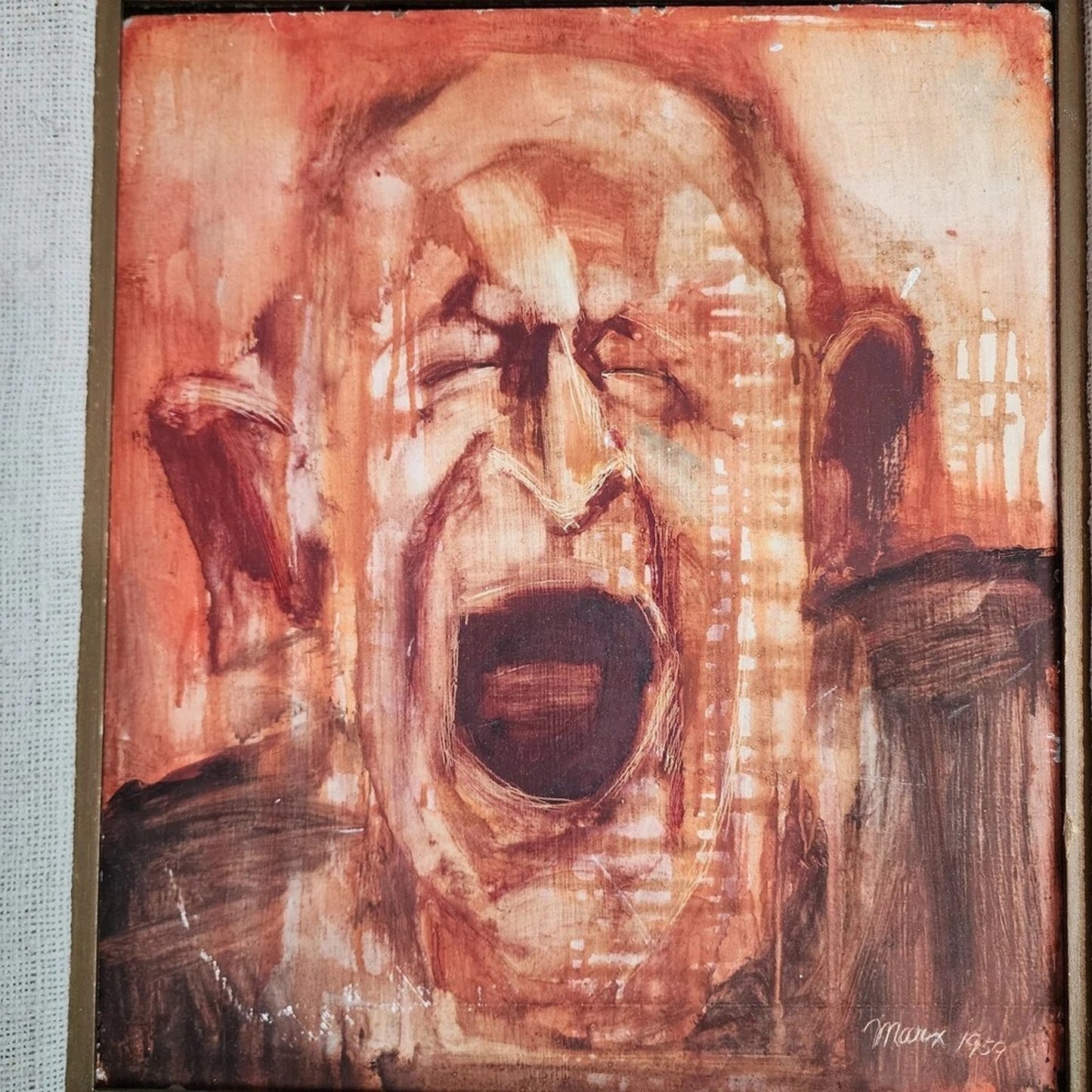 Maux 1959 Oil Painting Framed Abstract Expressionism Mid Century PostWar Art MCM