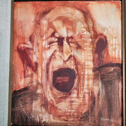 Maux 1959 Oil Painting Framed Abstract Expressionism Mid Century PostWar Art MCM