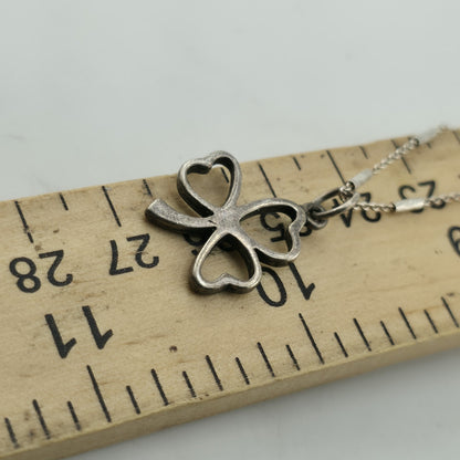 925 Sterling Silver Clover Shamrock Pendant Necklace Dainty Chain 18"