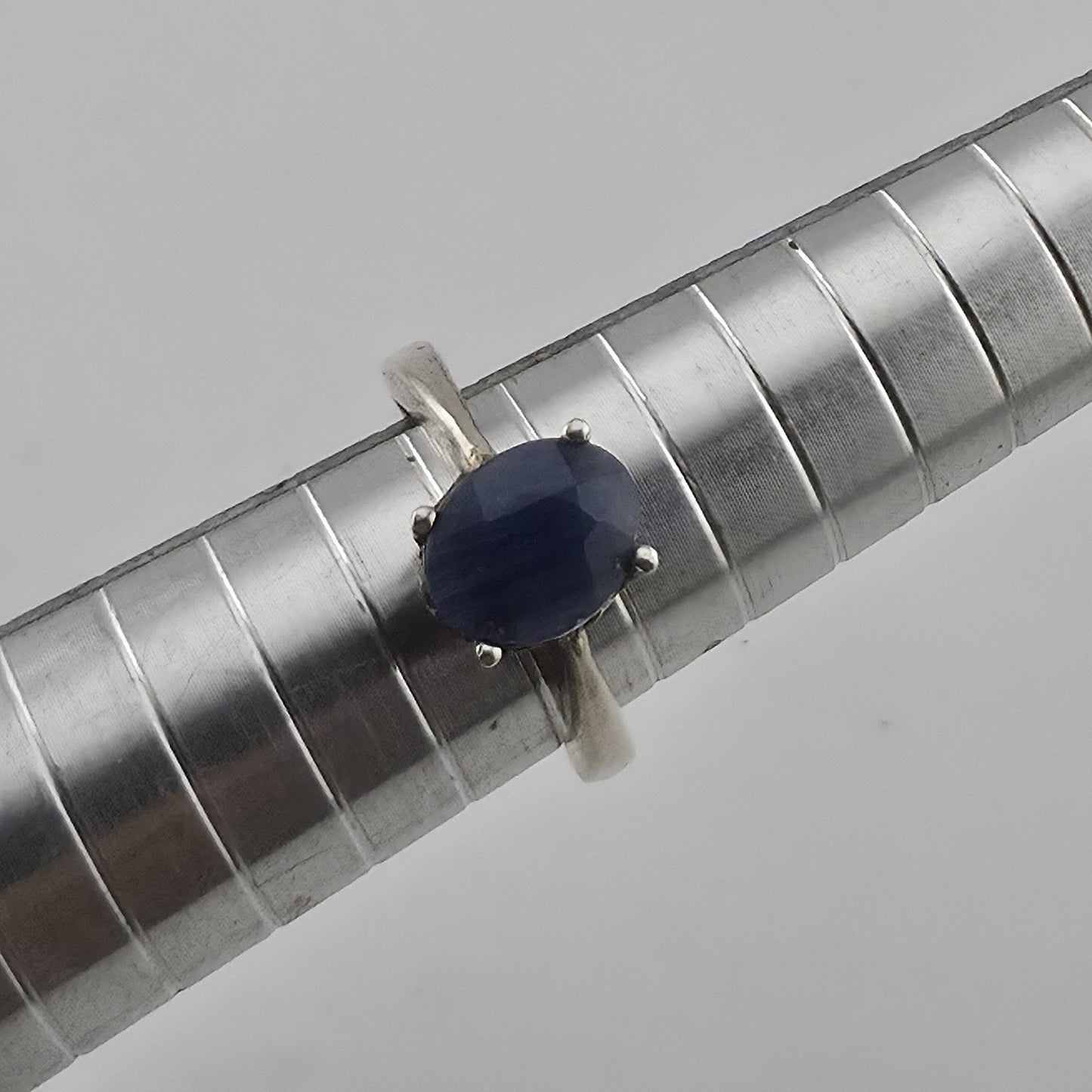 Vintage Sterling Silver Blue Stone Ring Size 6.25 Oval Cabochon Jewelry