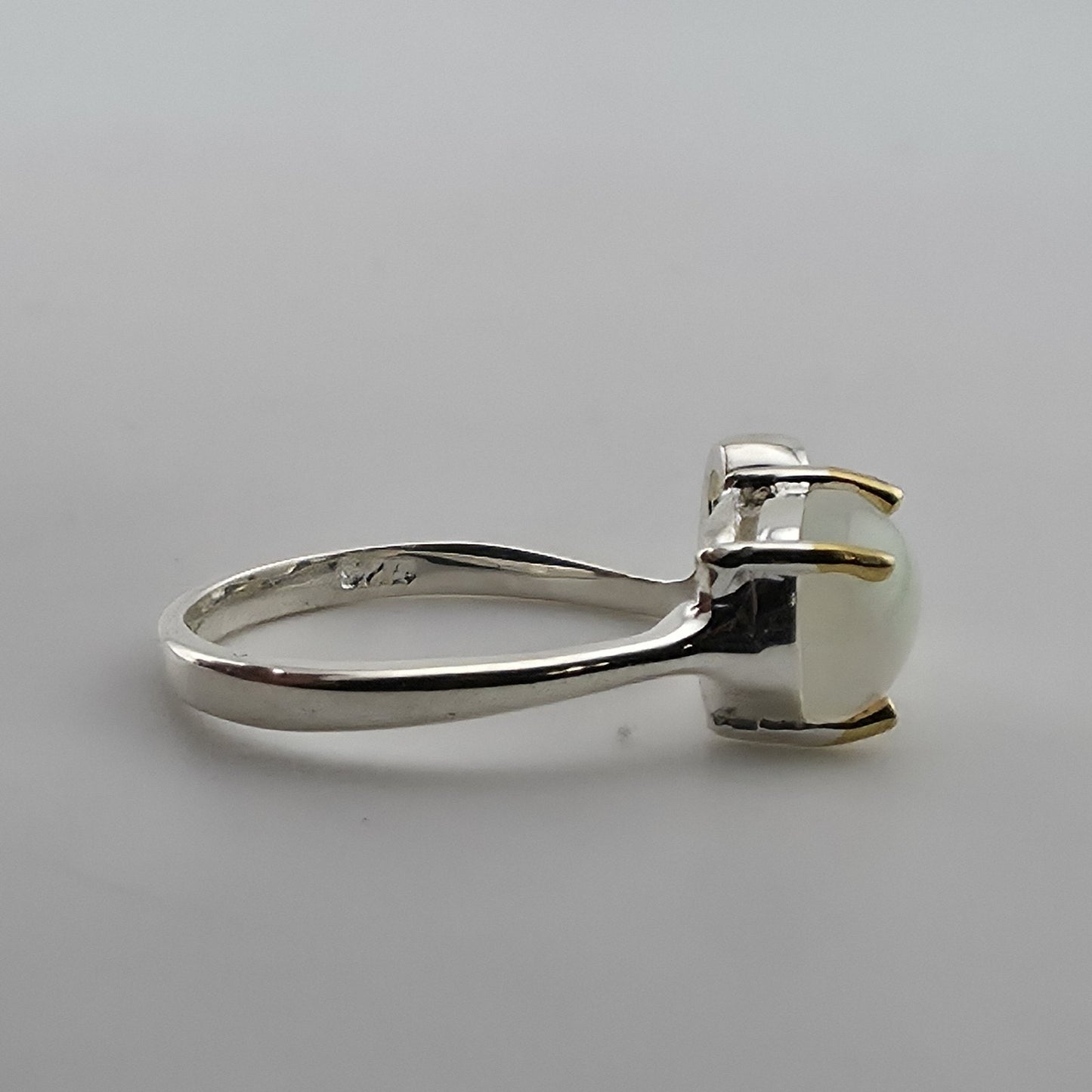 Natural Opal Ring 925 Sterling Silver Unique Gold Accent Size 5.25 Jewelry