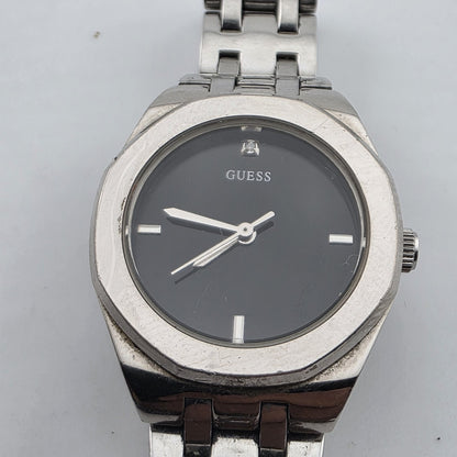 GUESS Women's Stainless Steel Silver Black Dial 27mm Watch U85004L1 6"