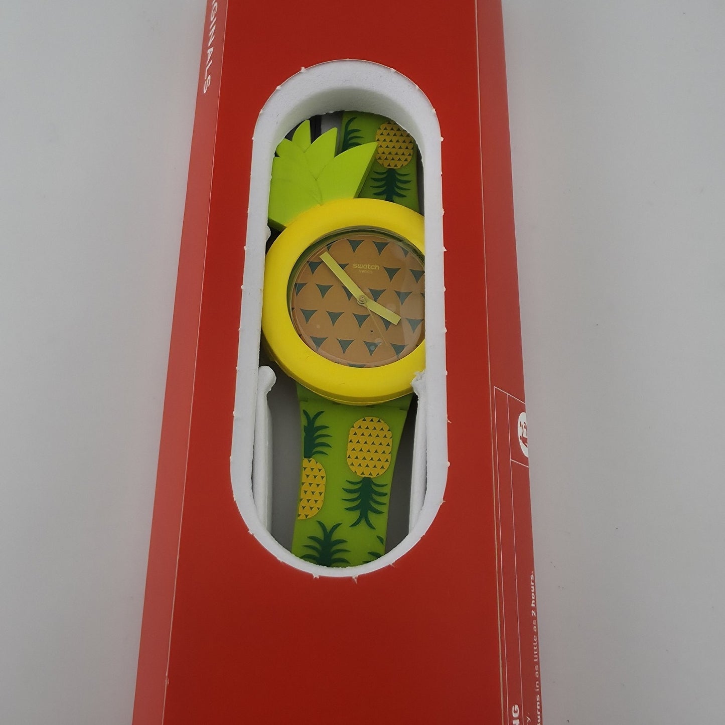 Swatch Originals Exotic Taste Pineapple Watch Green Strap Removable Bezel New