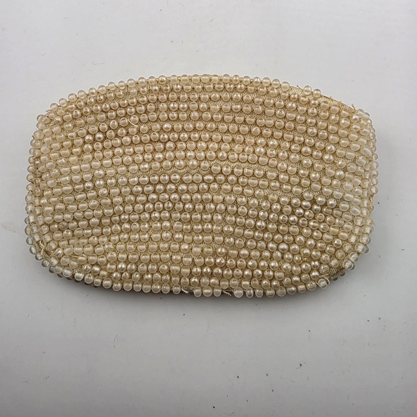 Vintage Faux Pearl Beaded Coin Purse Paris eiffel tower 1950s Bag Clutch 4x3