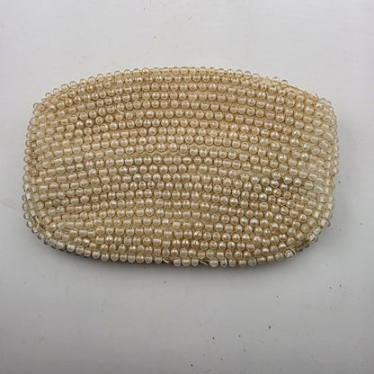 Vintage Faux Pearl Beaded Coin Purse Paris eiffel tower 1950s Bag Clutch 4x3