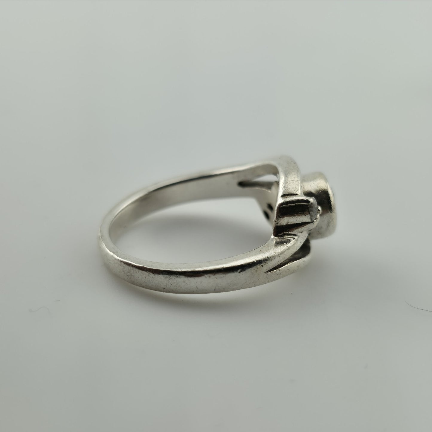 Sterling Silver CZ Ring Size 7 Swirl Design Clear Cubic Zirconia Statement Ring
