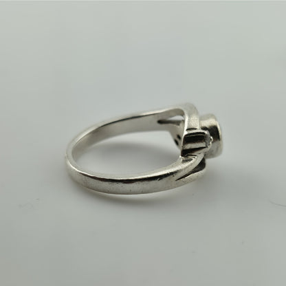 Sterling Silver CZ Ring Size 7 Swirl Design Clear Cubic Zirconia Statement Ring