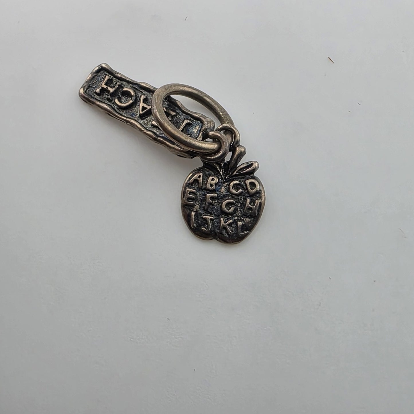 Worthy Vocations Teacher/Teach Charm Waxing Poetic Sterling Silver 925 Patina