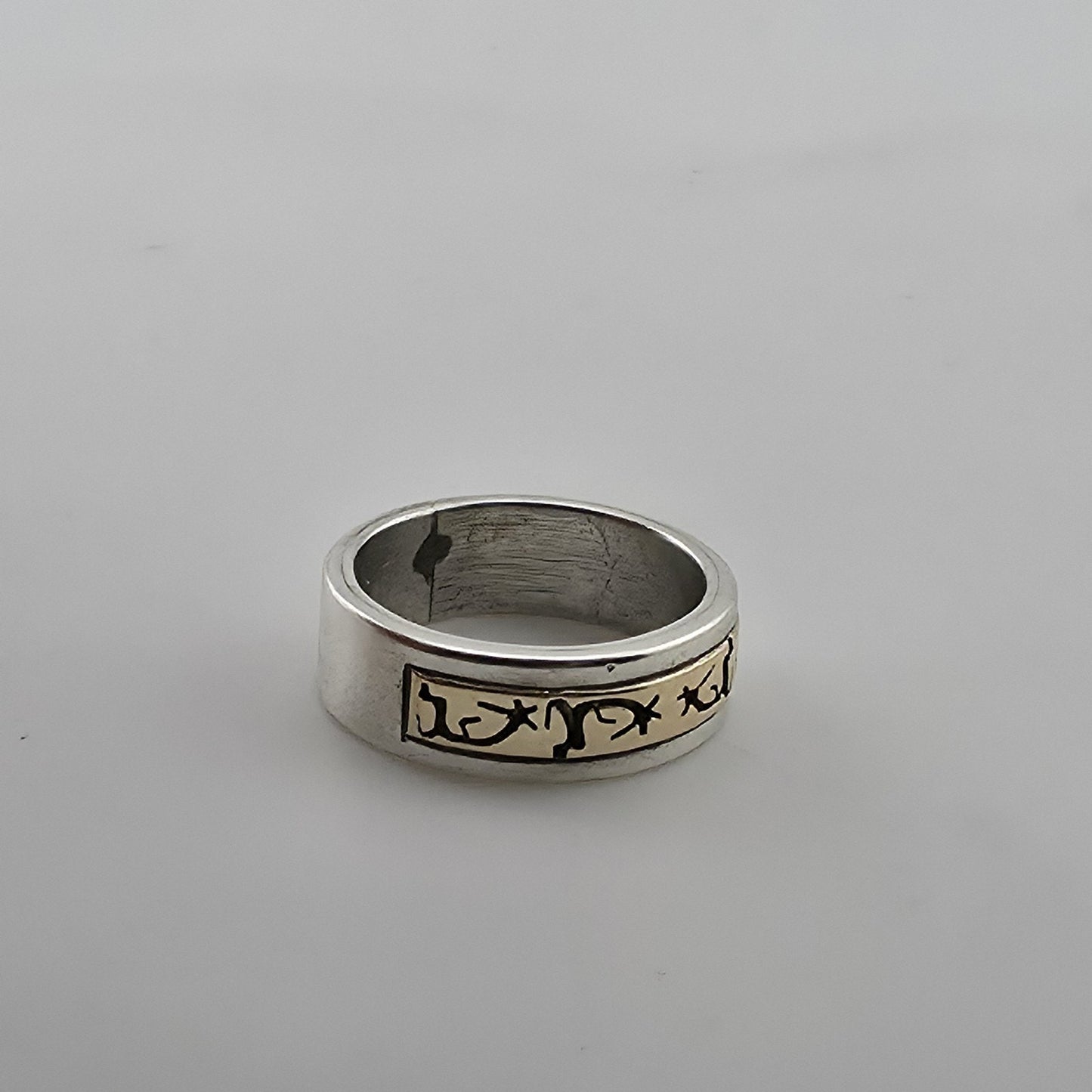 P Skeets Navajo Sterling Silver 14K Gold Kokopelli Band Ring Southwest Size 5.5