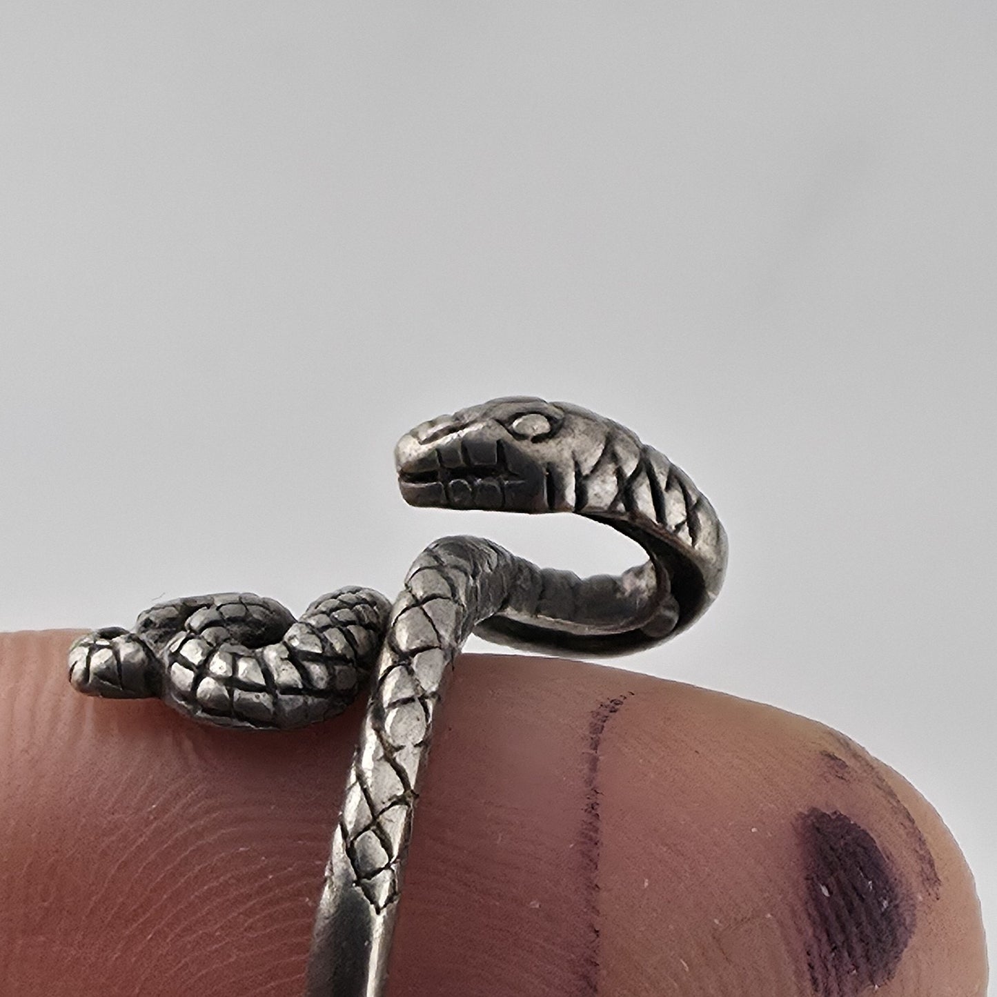 925 Sterling Silver Snake Ring Adjustable Coiled Serpent Wrap Vintage