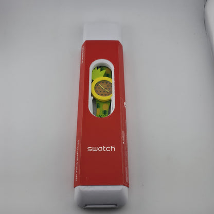 Swatch Originals Exotic Taste Pineapple Watch Green Strap Removable Bezel New