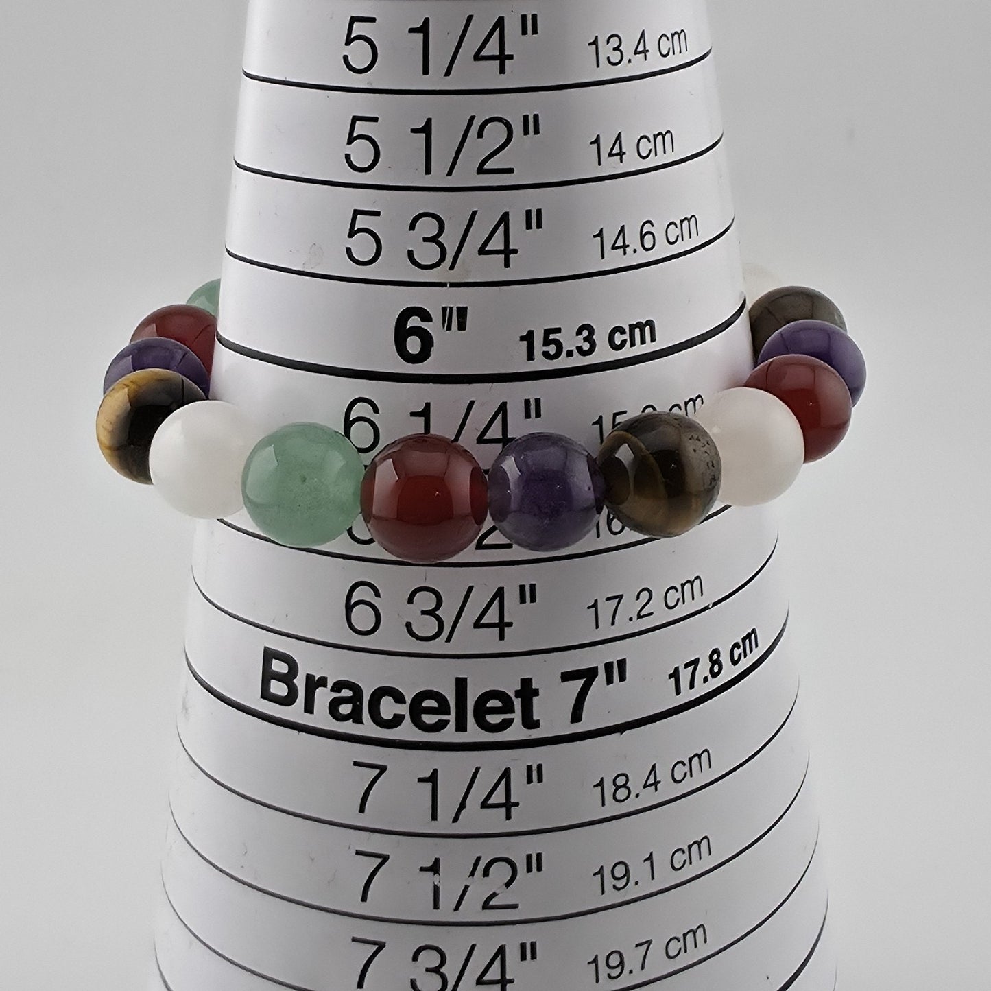 Multi Gemstone Beaded Stretch Bracelet Amethyst Tiger’s Eye Quartz 6.25"