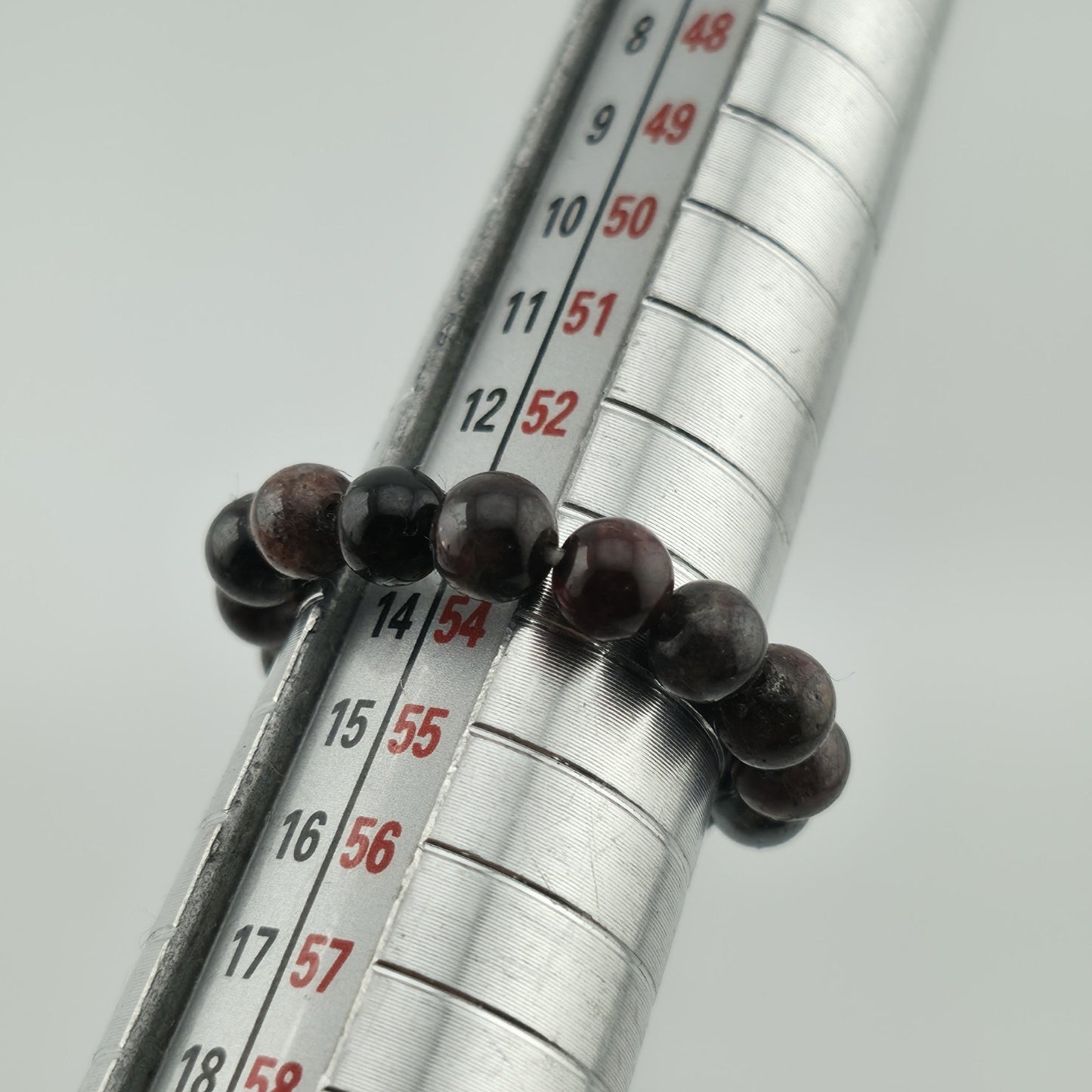 Garnet Beaded Bracelet Natural Stone Stretch Dark Red Black Round Beads 6.5 - 7