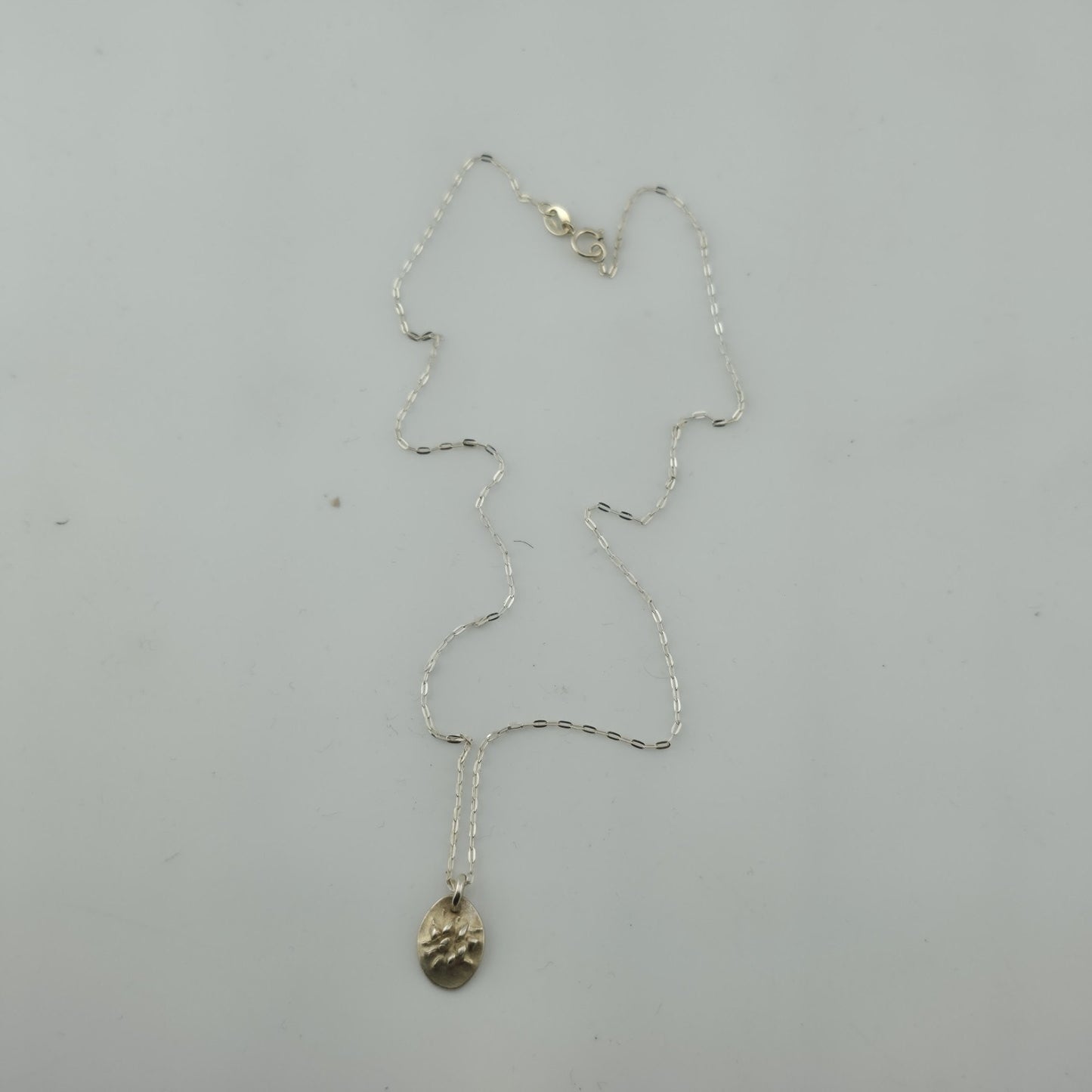 Sterling Silver Abstract Pendant 925 Chain Necklace Modern Minimalist 14"