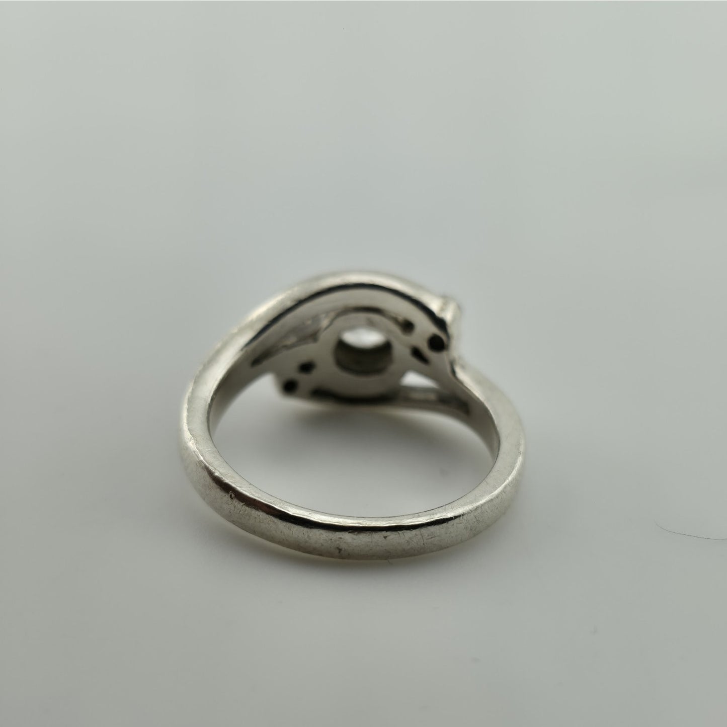 Sterling Silver CZ Ring Size 7 Swirl Design Clear Cubic Zirconia Statement Ring