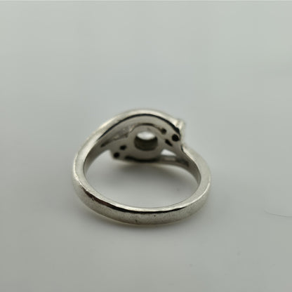 Sterling Silver CZ Ring Size 7 Swirl Design Clear Cubic Zirconia Statement Ring