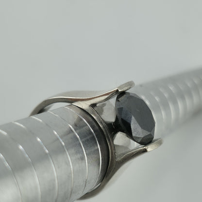 2.5 Ct Black Color Solitaire Moissanite Engagement Ring Sterling Silver Size 7