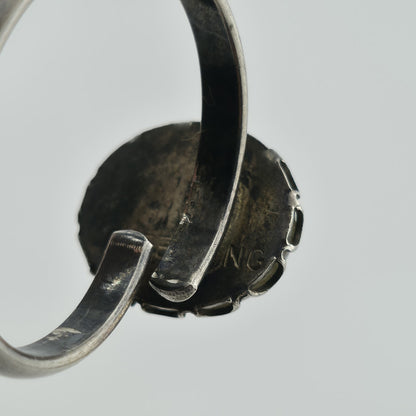 Vintage Sterling Silver Banded Agate Ring Adjustable Size 925 Statement Stone