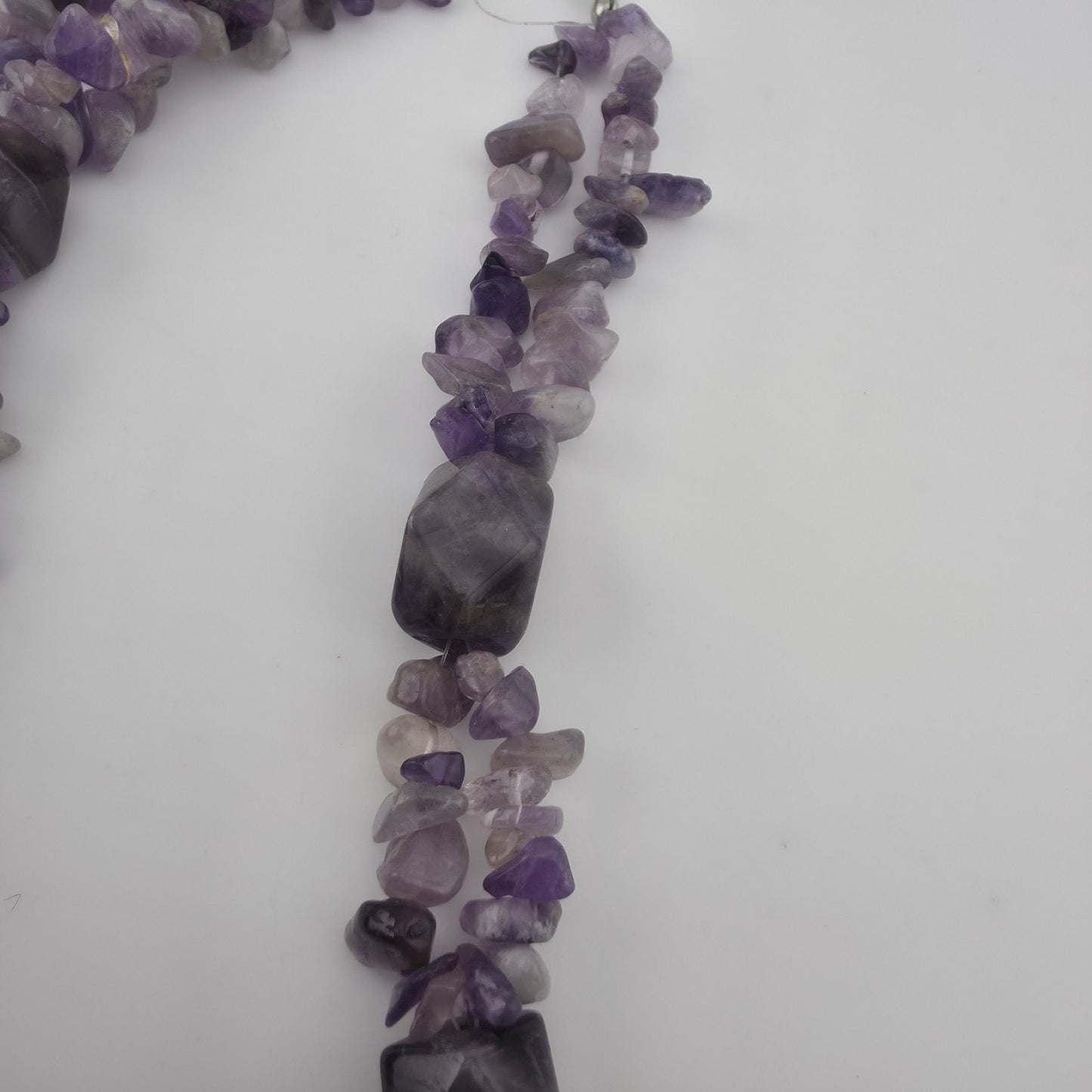 Purple Amethyst Multiple Strand Chip Necklace 20" Toggle Clasp Statement Piece