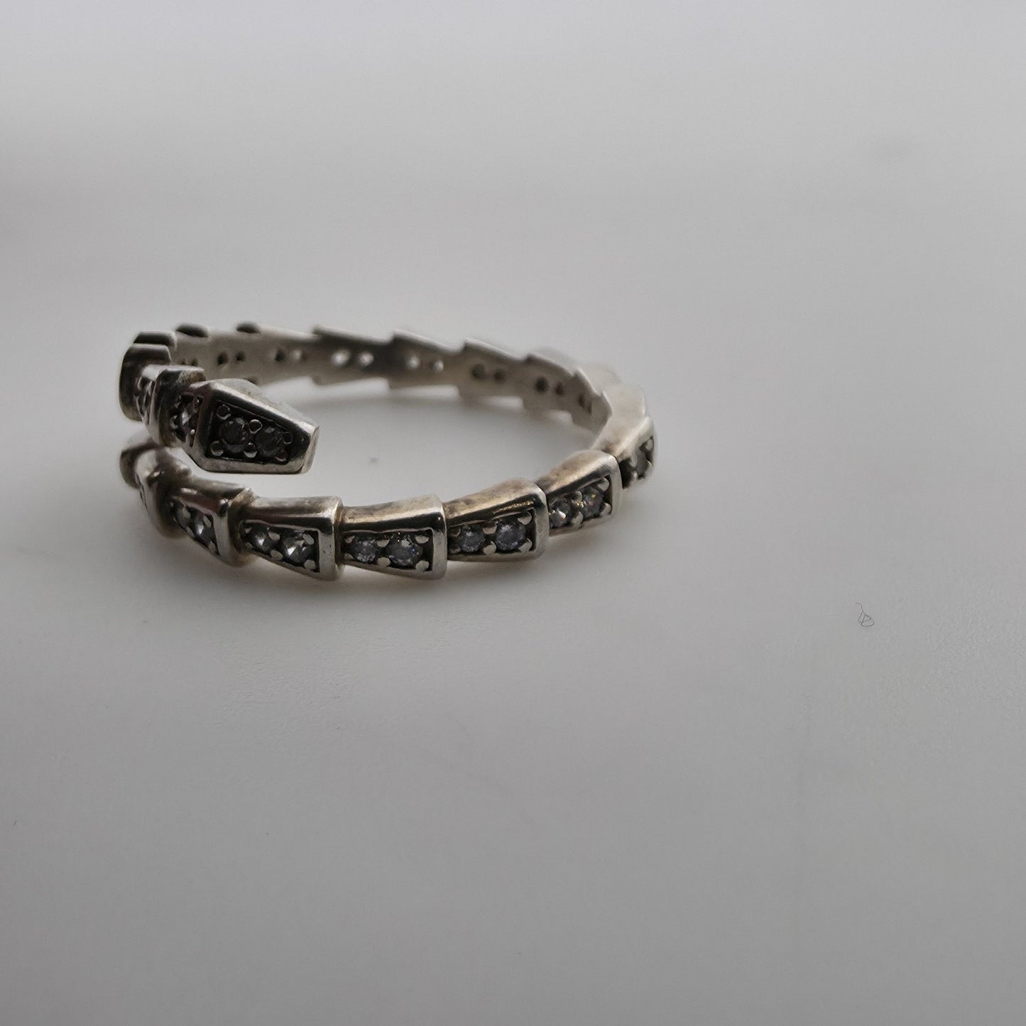 Sterling Silver Adjustable Ring with Pave Accents Missing Stones Size 7 Jewelry