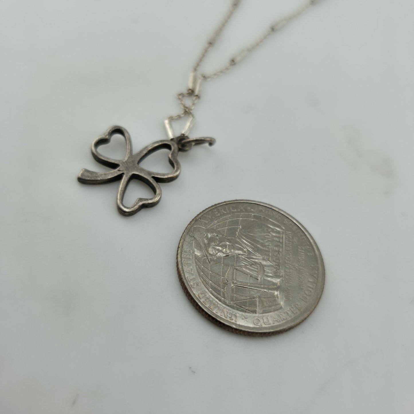 925 Sterling Silver Clover Shamrock Pendant Necklace Dainty Chain 18"