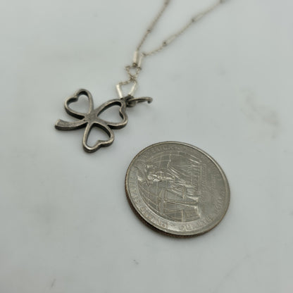 925 Sterling Silver Clover Shamrock Pendant Necklace Dainty Chain 18"