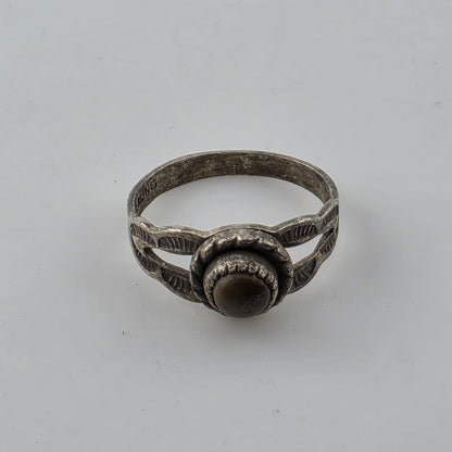 Vintage Native American Sterling Silver Witch Stone Ring Size 2.5 Petite Pendant