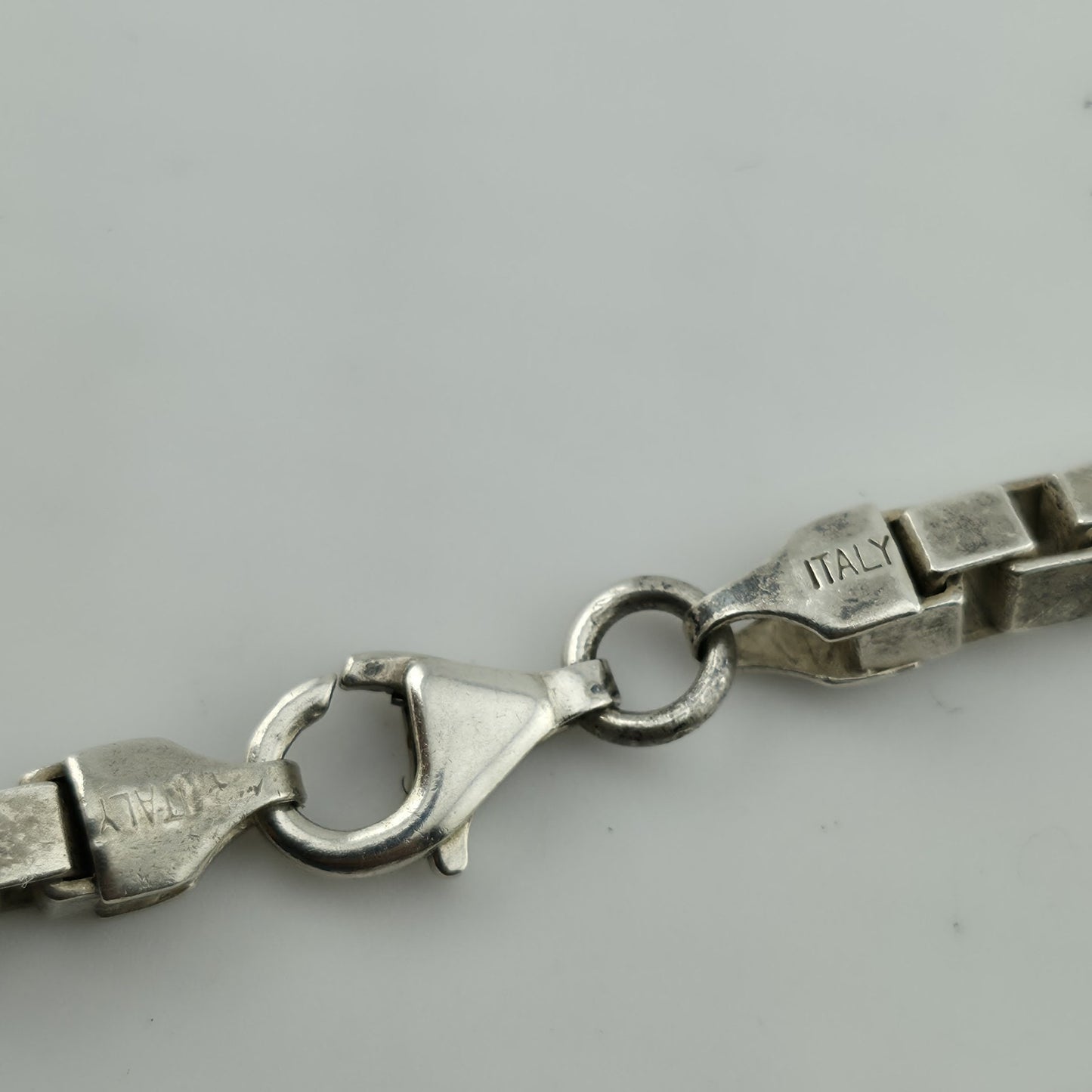 Sterling Silver 925 Box Chain Necklace 24” 4.4mm 65.4g Vintage Italy Patina