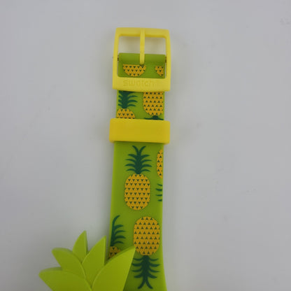 Swatch Originals Exotic Taste Pineapple Watch Green Strap Removable Bezel New