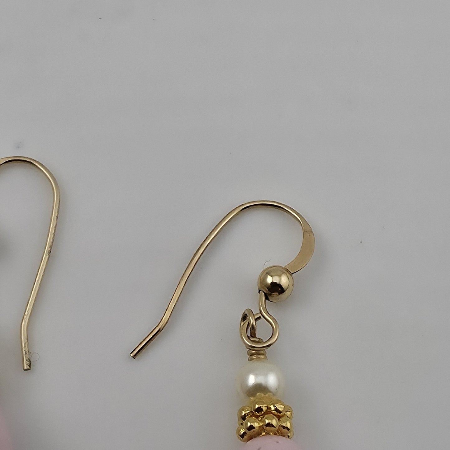 VINTAGE PIERCED EARRINGS pink lavender Beads DANGLES GOLD FILLED WIRES