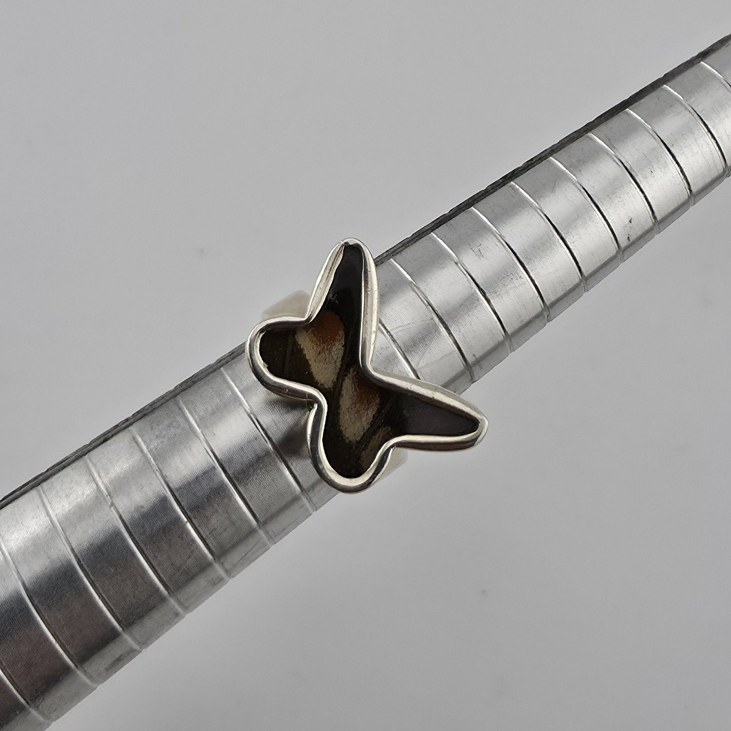 Sterling Silver Butterfly Ring Real Butterfly Wing Inlay Adjustable 925 Statemen
