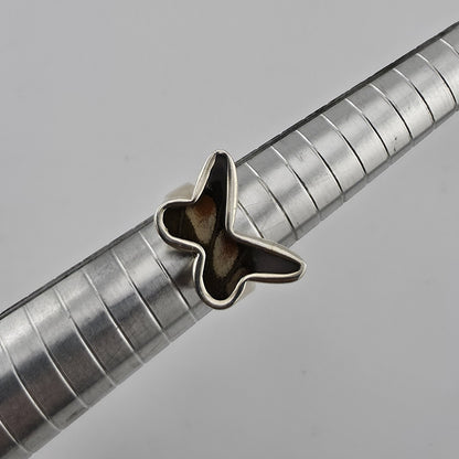 Sterling Silver Butterfly Ring Real Butterfly Wing Inlay Adjustable 925 Statemen
