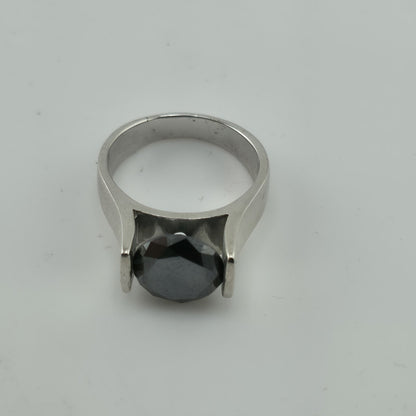 2.5 Ct Black Color Solitaire Moissanite Engagement Ring Sterling Silver Size 7