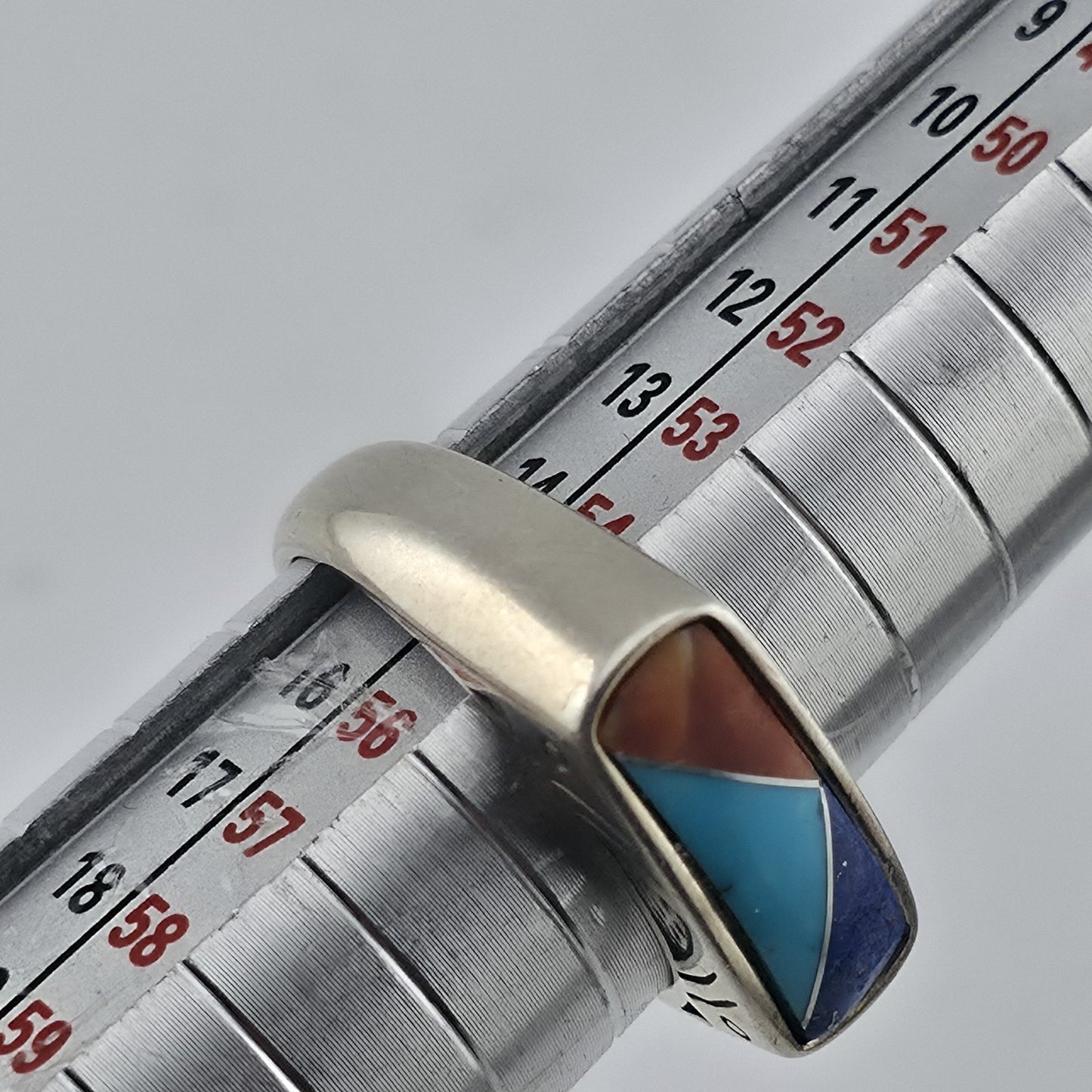 Carolyn Pollack Relios Sterling Silver Inlay Ring Size 7 Lapis Turquoise Coral