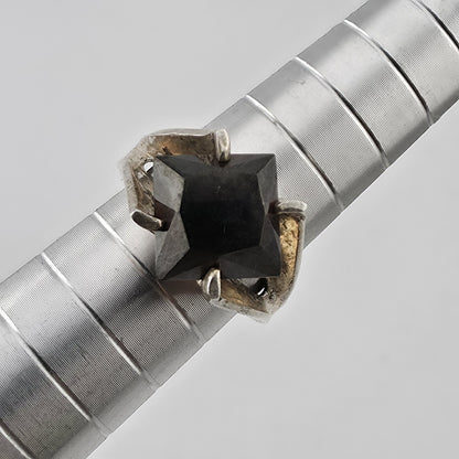 Vintage Sterling Silver Garnet Ring Size 3.5 Mid Century Modernist Geometric