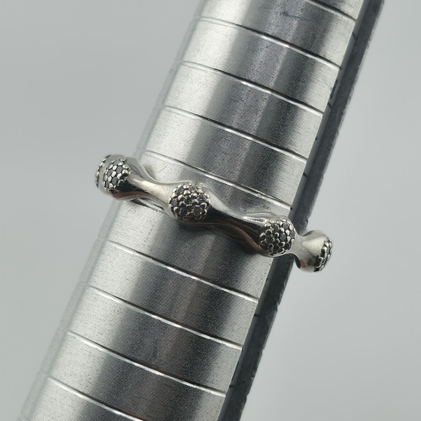 Pandora Pave LovePods Ring Size 9 Sterling Silver CZ Modern Designer 925 ALE