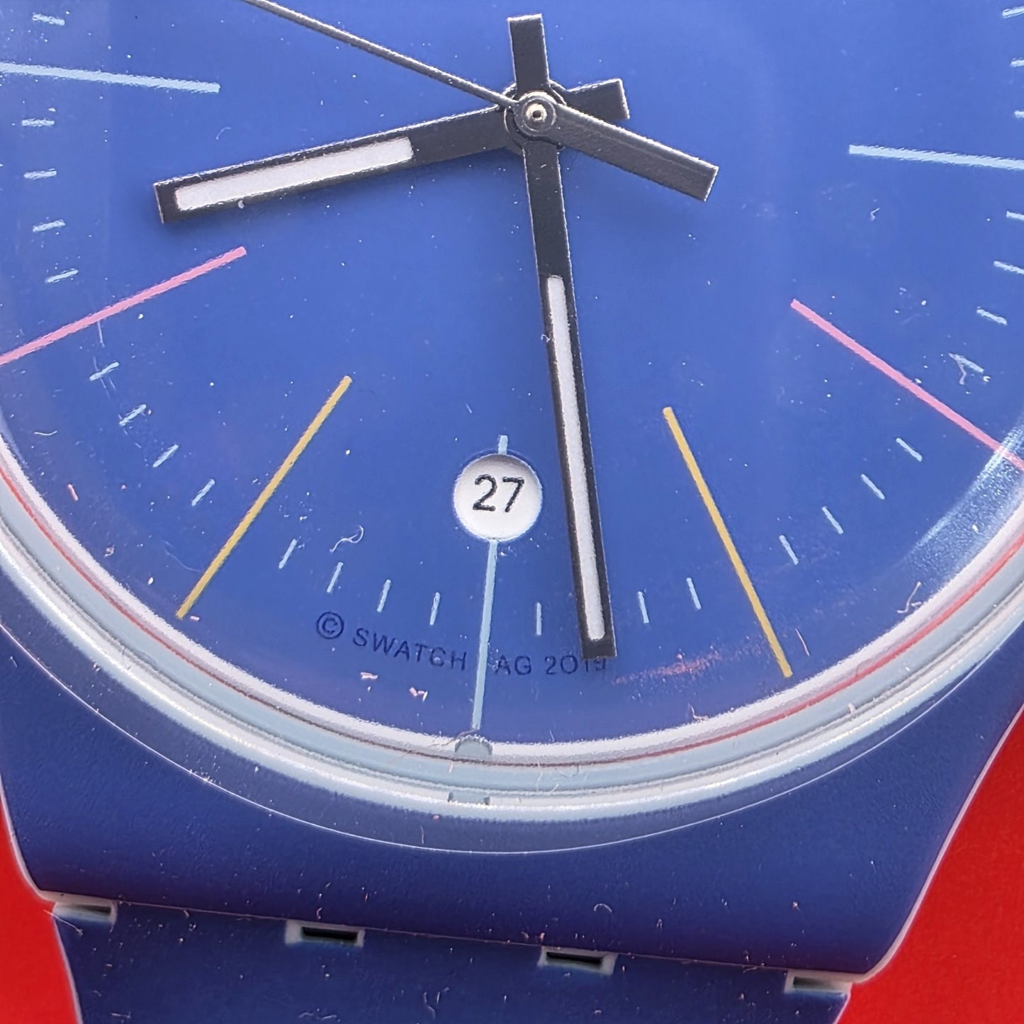 Swatch Blue Layered SUOS403 Quartz Blue Dial Watch New in Box Reverse strap 2019