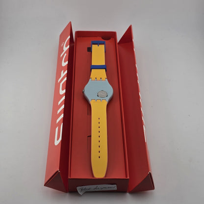 Swatch Blue Layered SUOS403 Quartz Blue Dial Watch New in Box Reverse strap 2019