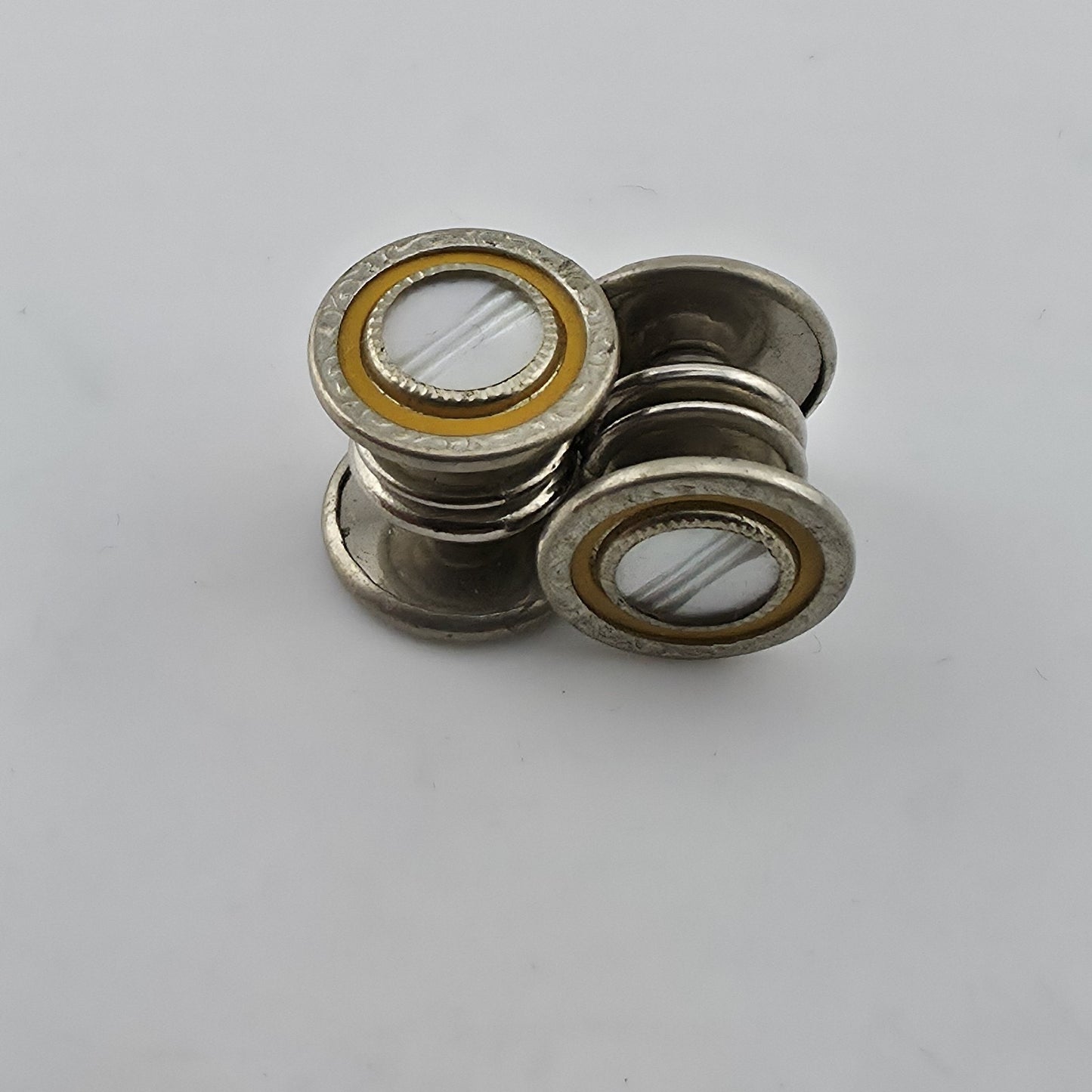Vintage Silver Plated Glass Cufflinks Yellow Retro Atomic Mid Century Formal