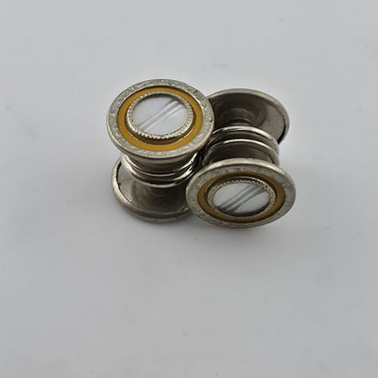 Vintage Silver Plated Glass Cufflinks Yellow Retro Atomic Mid Century Formal