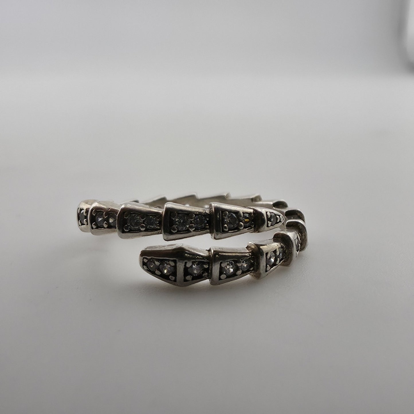 Sterling Silver Adjustable Ring with Pave Accents Missing Stones Size 7 Jewelry