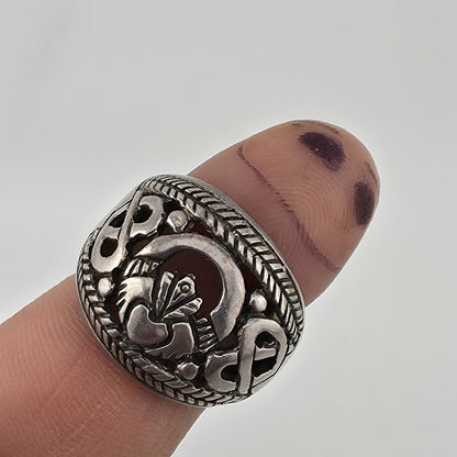 925 Sterling Silver Claddagh Dome Ring Celtic Heart Crown Hands Vintage Size 8