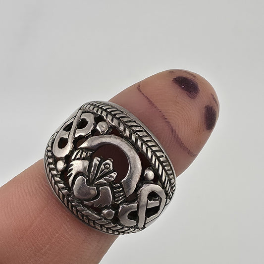 925 Sterling Silver Claddagh Dome Ring Celtic Heart Crown Hands Vintage Size 8