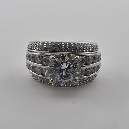 Sterling Silver CZ Bridal Ring Set Size 6.75 Wedding Engagement Set Jewelry