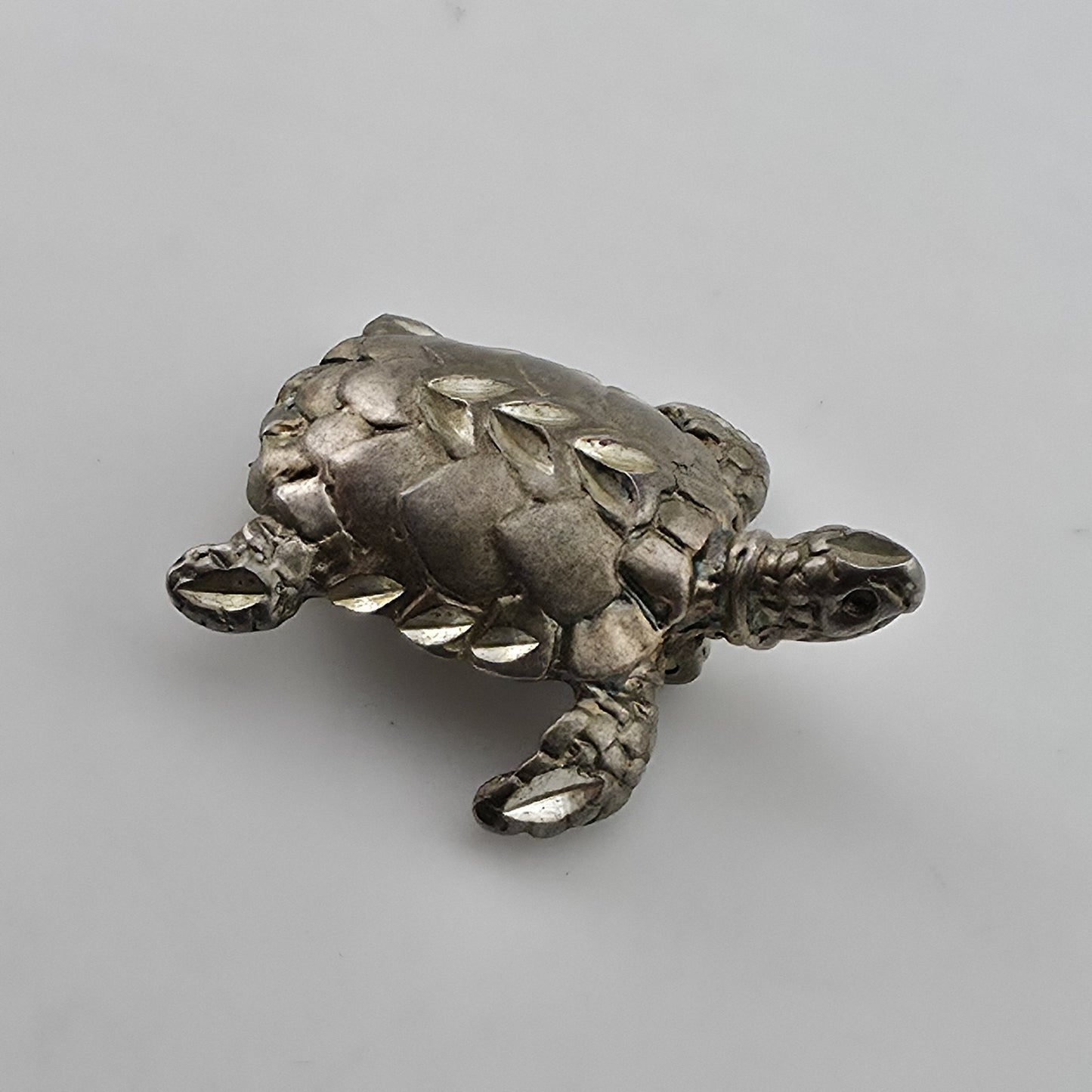 Vintage Sterling Silver Turtle Brooch 925 Figural Sea Turtle Pin Jewelry