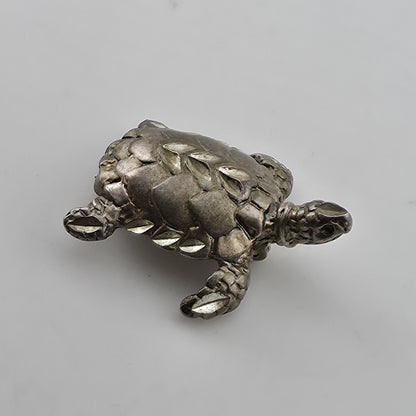 Vintage Sterling Silver Turtle Brooch 925 Figural Sea Turtle Pin Jewelry