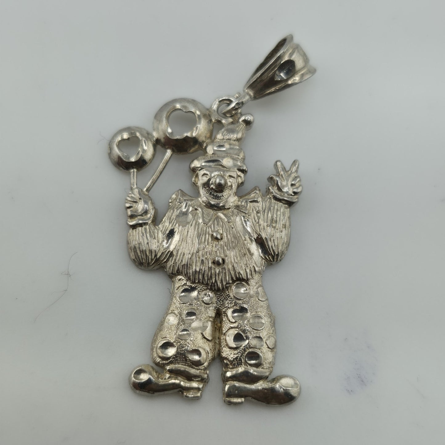Vintage Sterling Silver 925 Clown Pendant Charm Balloons Jester Circus 4g