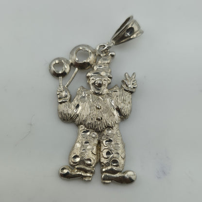 Vintage Sterling Silver 925 Clown Pendant Charm Balloons Jester Circus 4g
