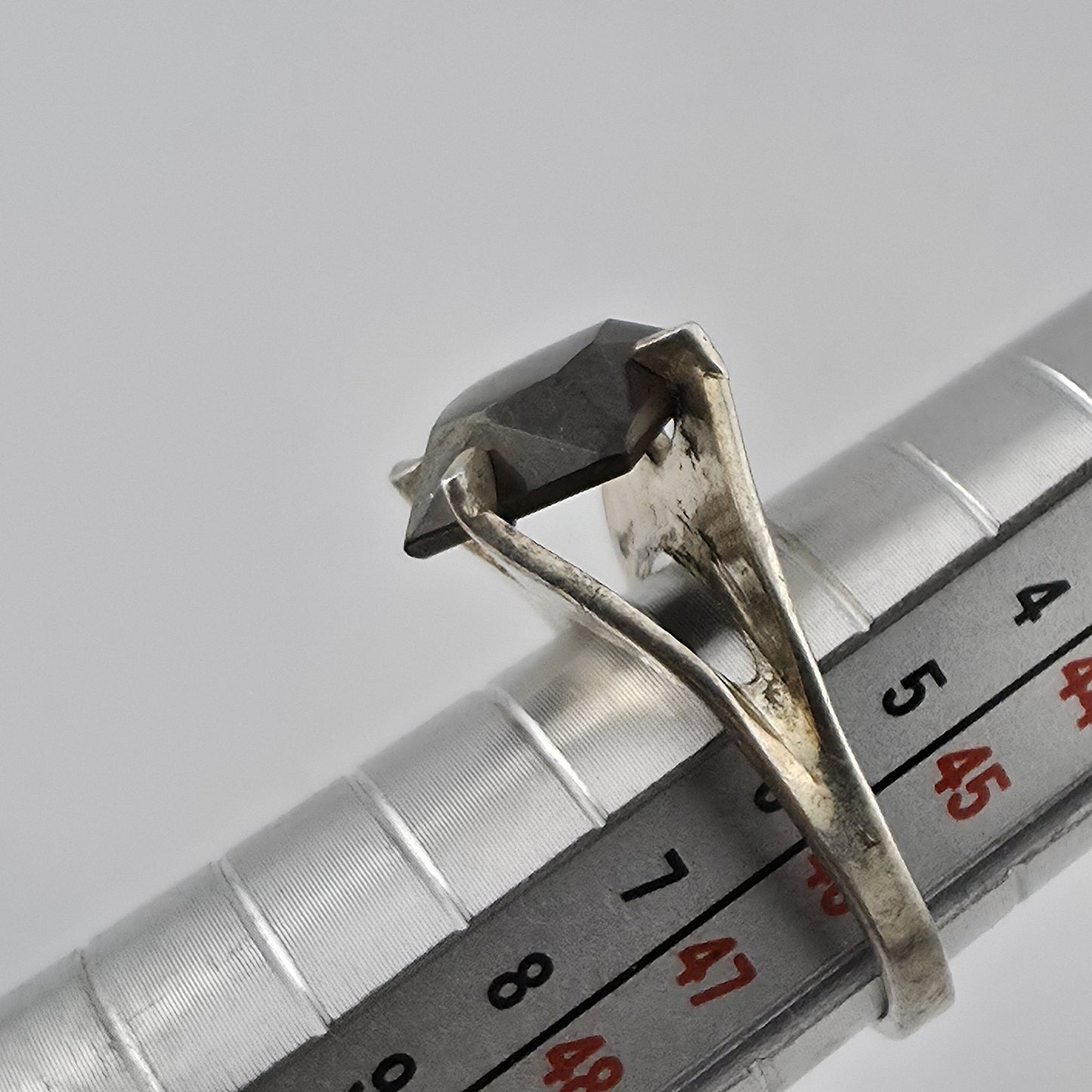 Vintage Sterling Silver Garnet Ring Size 3.5 Mid Century Modernist Geometric