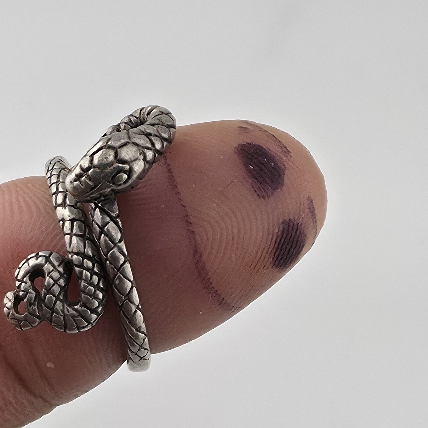 925 Sterling Silver Snake Ring Adjustable Coiled Serpent Wrap Vintage